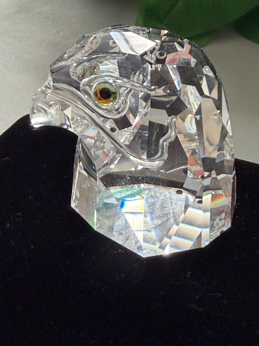 Swarovski Crystal Eagle Head Figurine - Clear with Amber Eyes